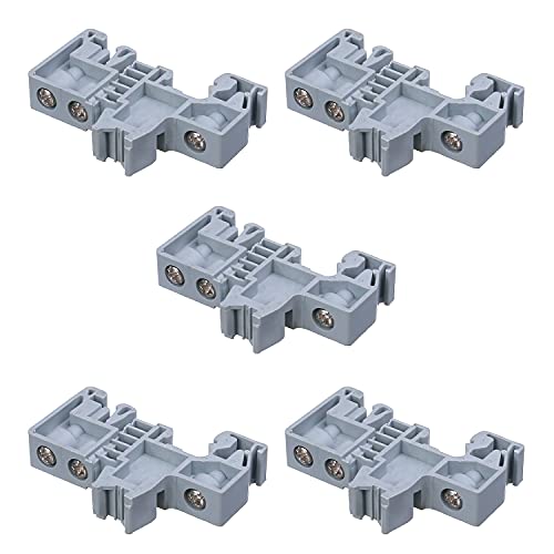 Fielect 5Pcs Uk Din Rail Screw Fixed Terminal Block Din Rail Terminal Block End Stopper Bracket For 35Mm Width Rail - Gray #TOP12