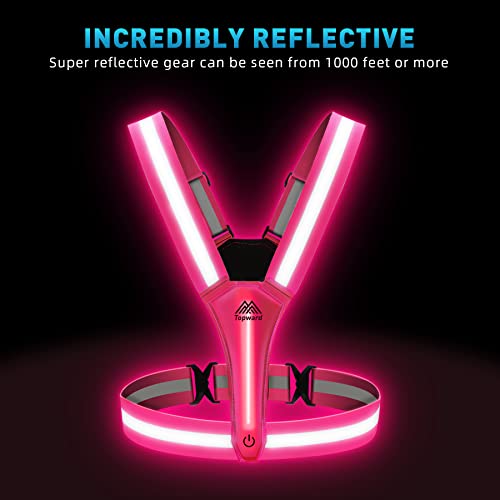 LED Reflective Vest Safety Gear, Light Up Vest for Night Walking Cycling, High Visibility
