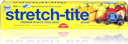 Stretch-Tite Premium Plastic Food Wrap 500 Sq. Ft. 516.12-Ft. x 11.5/8-Inch (500 Sq Ft (Pack of 4))