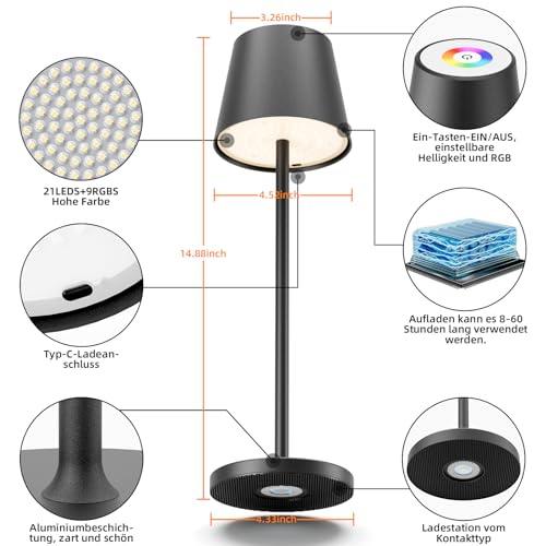 Akku-Tischlampe Keepoo – Kabellose und dimmbare LED-Leuchte