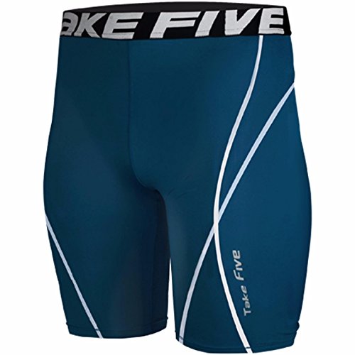 JustOneStyle New Take Five Base Layer Mens Compression Skin Tights 034 Navy Sports Shorts
