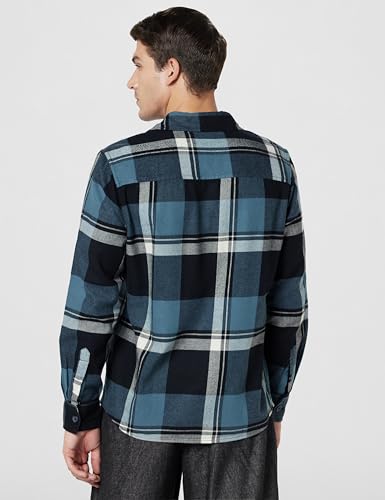 Image of The Indian Garage Co Men Regular Fit Checkered Full Sleeves Spread Collar Double Flap Pocket Casual Over Shirt