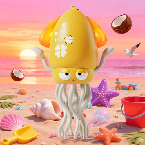 LED 電動自動回避タコ、ストレス解消ギフト、8本足アクション、USB充電式、お子様向けインタラクティブな遊び、感覚と運動能力の発達、お子供へのプレゼント (黄色)