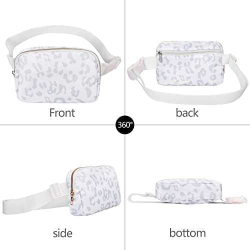 Vorolo Waist Pack For Running Fanny Pack For Women And Men Crossbody Belt Bag Bum Bag With Adjustable Strap For Sports Leopard White #TOP1