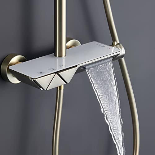 Robinet de douche exposé thermostatique avec douchette et cascade - 6