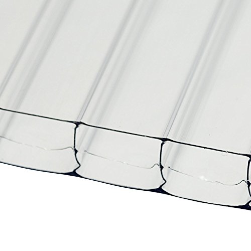 Clear, 2.1 x 4.5m (Width x Length) 16mm Multiwall Polycarbonate Sheets Poly Plastic Roof Panel for Lean-to Canopy Conservatory
