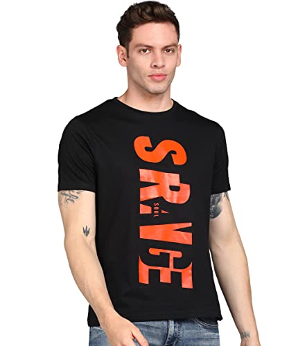 Image of Urbano Fashion Men's Graphic Printed Round Neck Half Sleeve Slim Fit Cotton T-Shirt