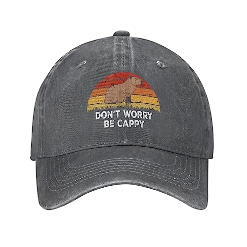 FLALORI Dont Worry Be Cappy Capybaras Hat Men Dad Hats Adjustable Caps Deep Heather