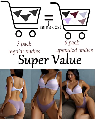 Image of FINETOO 6 Pack Cotton Underwear for Women Cute Low Rise Bikini Panties High Cut Breathable Sexy Hipster Womens Cheeky S-3XL