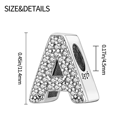 Pandach Alphabet Initial Charms Letter Complete A-Z Letters Solid Silver Cubic Zircons Beads Dangle Pendants For European Bracelets Necklace Women Girls Jewelry Gift Options #TOP5