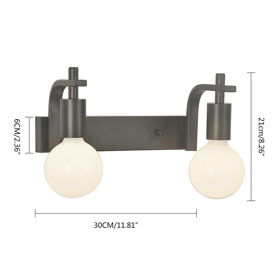 Applique Murale Industrielle Vintage - Lot De 2 - Noir Mat, Douille E27 Max 60W - Pour Salon, Chambre, Couloir - 3