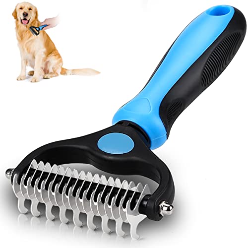 KAYI Dematting Brush Undercoat Rake for Dogs & Cats 2 Sided Professional Grooming Tool  Tangles Removing & Deshedding Brush