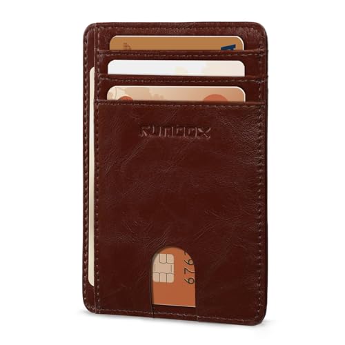 RUNBOX Slim Minimalist Front Pocket RFID Blocking Leather Wallets for Men and Women Card Holder Wallets Gifts for men