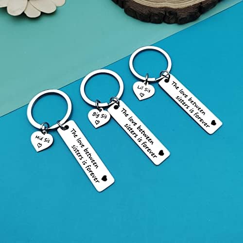 Sister Keyrings Set for 3 Sisters Gifts The Love Between Sisters is Forever Keychain for Big Sis Mid Sis Lil Sis Sister Jewelry Gift Christmas Birthday Gift for Sister Friends Friendship Teens Girls