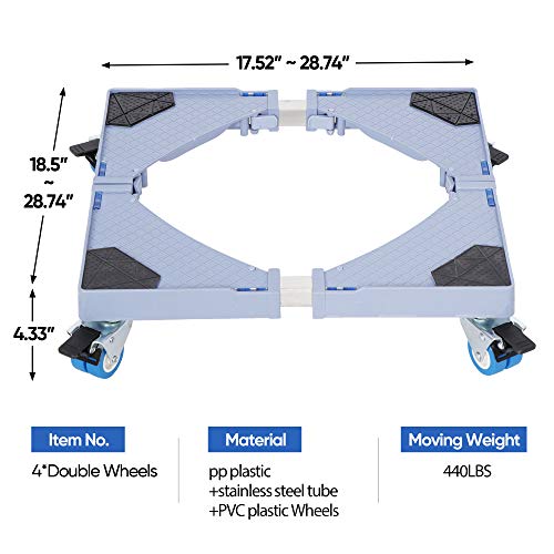 SUPER DEAL Adjustable Mobile Base Furniture Dolly Multifunctional Pedestal with Lockable Universal Wheels for Washing Machine/Dryer/Refrigerator/Washer and more