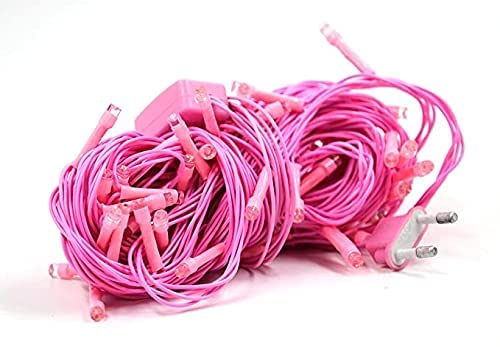 Ekdant Pink Plastic Rice Lights 5 mtr Serial Bulbs Ladi Decoration Lighting for Indoor, Outdoor, DIY, Diwali Christmas Eid and Other Festive Season