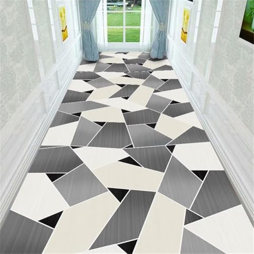 Tapis de chambre à coucher géométrique gris avec finitions durables 50x80