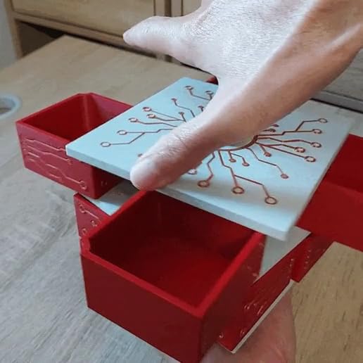 Générique Organisateur 2 Étages Circuit Imprimé – 8 Compartiments – Boîte de Rangement Geek – PLA Rouge/Blanc – Idéal Atelier/Bureau (1 étage)