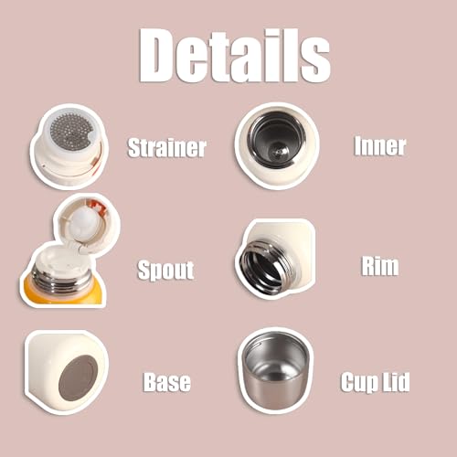 11oz Compact Insulated Water Bottle - Mini Vacuum Stainless Steel Coffee Flask with Pop-up Lid & Tea Strainer, Portable Leakproof Travel Mug (Black) - Image 6