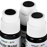 HOMY ARTY Acrylic Paint Markers - 18mm Jumbo Round Tip, 3 Black Colors Permanent Marker, Waterproof Markers for Stones, Signs, Canvas, Tagging, Painting