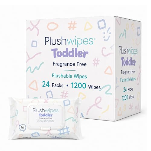 Toddler Flushable Wet Wipes, Fragrance-Free, 1200 Count (24-Pack)