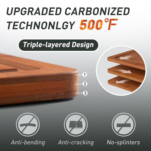 Bamboo Cutting Board Set Non Slip Feet with Holder Over Sink Best Grandpa Grandfather Elder Men Father Day Grandparents Great Papaw Peepaw Pawpaw Granddad Happy Birthday Christmas Unique Cool Gifts