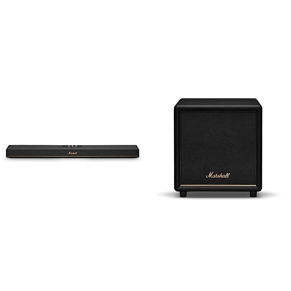 Marshall Heston 120 Soundbar with SUB 200 Wireless Subwoofer Bundle – Dolby Atmos, DTS:X, Bluetooth LE Audio, WiFi, AirPlay 2, Google Cast