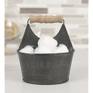 CTW Home Collection Colonial Tin Works Small Toiletries Bathroom Caddy 450156 Metal with Wooden Handle and Toilette on Front Rustic Farmhouse Gray CTW Home Collection Colonial Tin Works Small Toiletries Bathroom Caddy 450156 Metal with Wooden Handle and Toilette on Front Rustic Farmhouse Gray