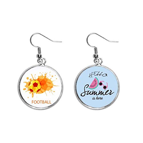 Pendientes de sandía ligeros con diseño de fútbol naranja original