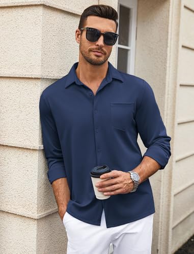 COOFANDY Mens Wrinkle Free Dress Shirts Long Sleeve Untucked Shirts Casual Button Down Shirts3