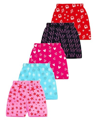 Image of Kuchipoo Girls Regular Fit Cotton Shorts - Pack of 5