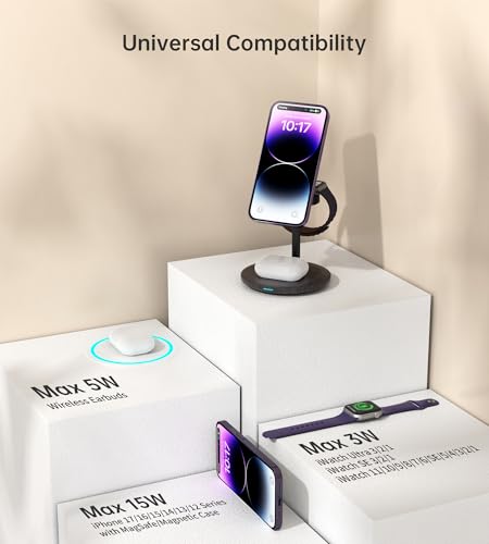 Image of XooFly 3 in 1 Magnetic Wireless Charging Station for Apple Devices,15W
