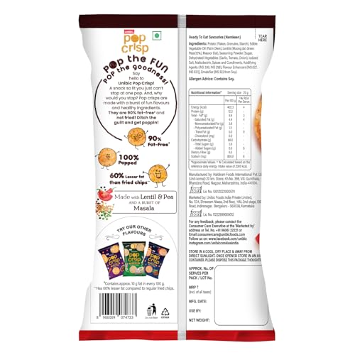 Image of UNIBIC LENTIL & PEA POP CRIPS (HERB) 12 X 4 X 40G