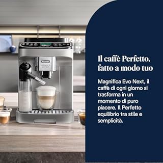 De’Longhi Magnifica Evo Next – Perfetto Macchina da Caffè Automatica, LatteCrema Montalatte Automatico, 13 Bevande in un Solo Tocco, Display Touch a Colori, Argento e Nero (ECAM312.80.SB)