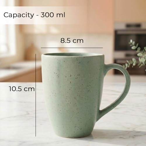 Image of The Earth Store Mint Marble Matte Coffee Mug - 300ML Ceramic Coffee Mugs Set of 6 | Microwave & Dishwasher Safe Mugs for Gift | Home | Office | Restaurant | Daily Use Tea Mug