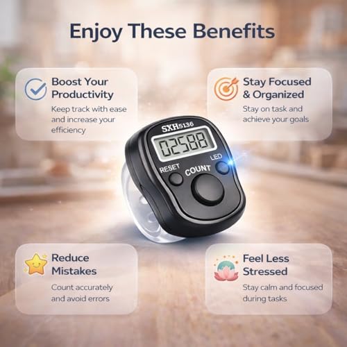 Image of PulGos 𝐏𝐚𝐜𝐤 𝐨𝐟 𝟐 Ring Tally Counter for Chanting Mantra | Finger Counter for Naam Jap, Meditation, Prayer & Pooja | Smooth Click & 𝐀𝐜𝐜𝐮𝐫𝐚𝐭𝐞 Counting Machine for Jap Mala & Umpire Use