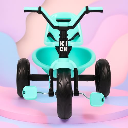 Image of Luusa KICK TRICYCLES for Kids | Kids Tricycle with Adjustable Seat Belt and Safety Features | Durable Frame | Suitable for Ages 1-5 Years | Multiple Colors Made in India (SEA Green)