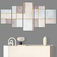 SIGNWIN 5 Panel Canvas Wall Art Modern Art Contemporary Dramatic Geometric Mixed Media Multicolor Patterns for Home Decorations Ready to Hang - 60
