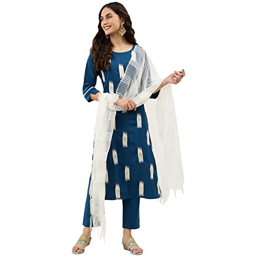 Image of NAINVISH Crepe Kurti Pant & Dupatta | Kurta Set for Women | Women Kurta Pant Dupatta Set | Kurta Pant with Dupatta Set | Printed Kurta Pant Dupatta Set