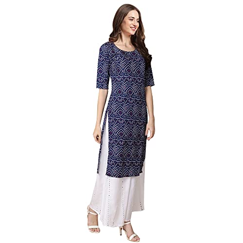 Image of Pinkmint Women's Crepe Grey Color Floral Printed Straight Kurti[NB-530357]