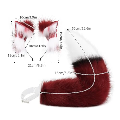 Oreilles de chat et queue cosplay en fausse fourrure pour déguisement Halloween et fête