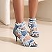 Bapolee Women's Open Toe Denim High Heeled Sandals Fashion Comfortable Ankle Strap Stiletto Shoes,12