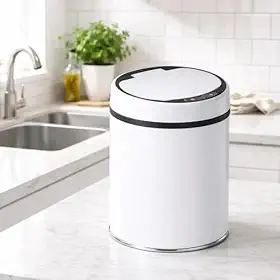 Lixeira Automática Inox 8 Litros Sensor Inteligente Branca