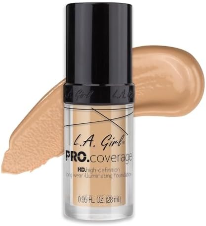 L.A. Girl PRO Coverage Illuminating Foundation – Dewy Finish Liquid Makeup for Glowing Skin, Long-Lasting & Hydrating Base for Dry to Normal Indian Skin, 28ml (Fair)