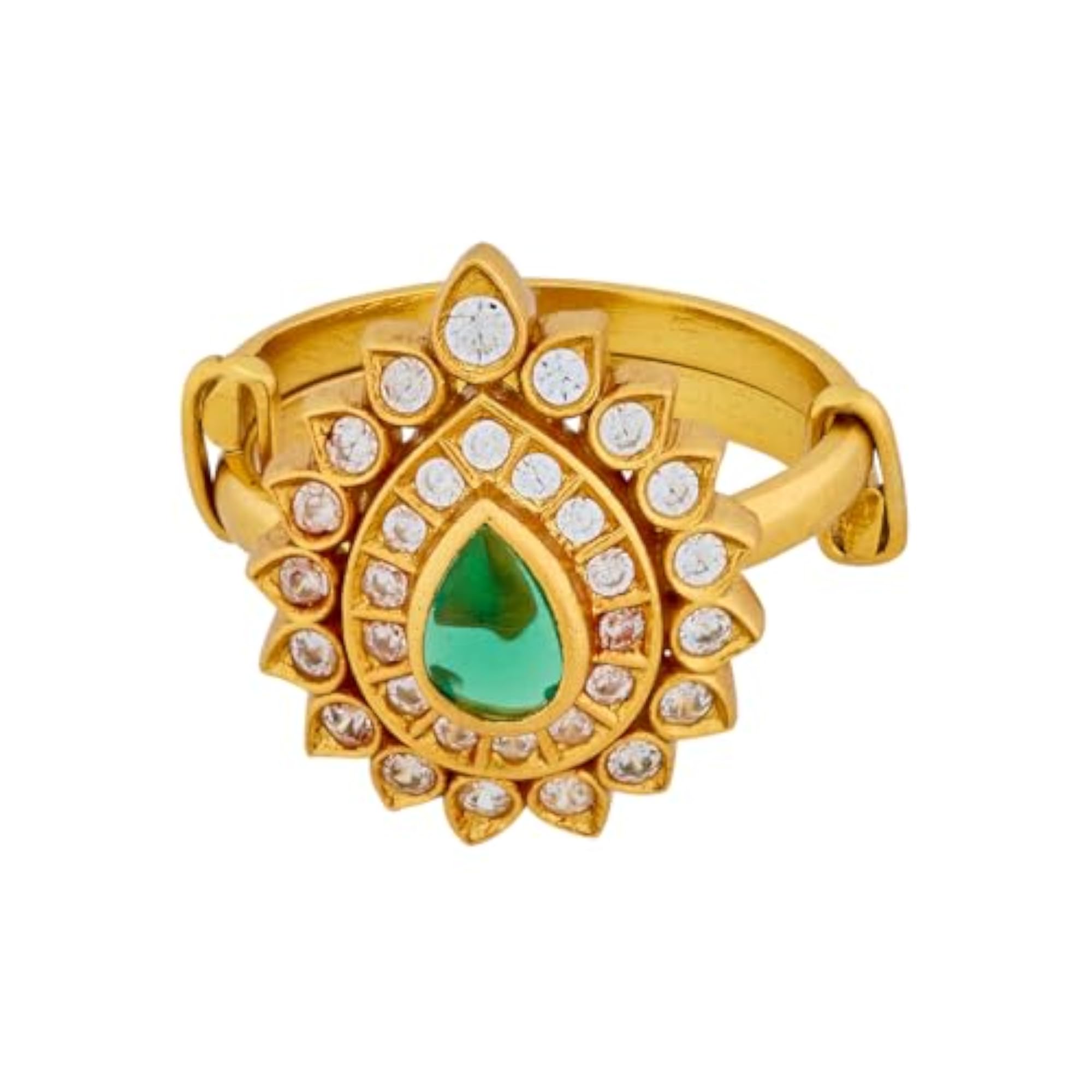 Women's Ruby Gold Polished 92.5 Silver Temple Ring