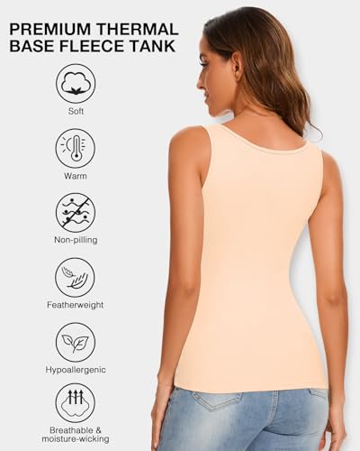 Image of Thermal Underwear Tank Top Fleece Shirt Cami Sleeveless Thermal Top Warm Undershirt Base Layer Women Cold Weather