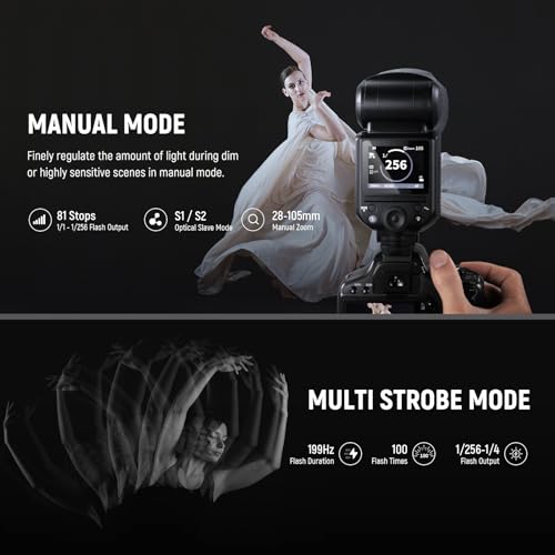 Image of NEEWER Z2-N 2.4G TTL Round Head Flash Speedlite Compatible with Nikon, 76Ws Speedlight with Upgraded UI, Modeling Lamps, TTL /M Quick TCM Switch, 1 /8000s HSS, 2600mAh Battery, Cleaning Cloth