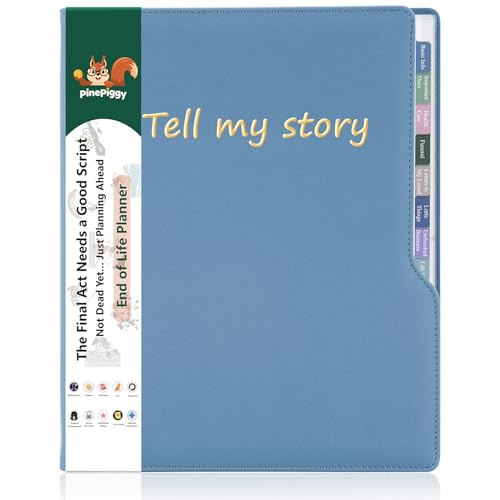 PinePiggy End of Life Planner 3 Ring Binder Estate Planning Organizer - What to Do When Im Gone Book - When I Die Organizer Binder for Important Info Documents Wishes Funeral Planning Airy Blue