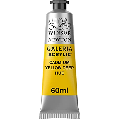 Image of Winsor & Newton Galeria Acrylic Colour - Tube of 60 ML - Cadmium Yellow Deep Hue (115) - Highly Pigmented Lightfast Artists' Acrylic Paints for Canvas, Wood, Fabric & Paper - More Colours Available