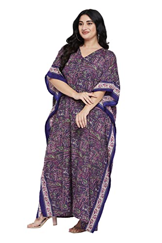 Image of Oussum Women Polyester Casual Long Plus Size Beach Caftan Cover Up Maxi Dress 1X-3X Summer Kaftan Dresses for Women
